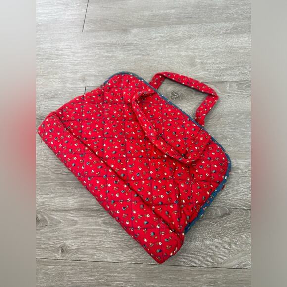 Retro- 60s 70s- red blue florall cosmetic travel case with bottles- Hong Kong - Picture 6 of 7